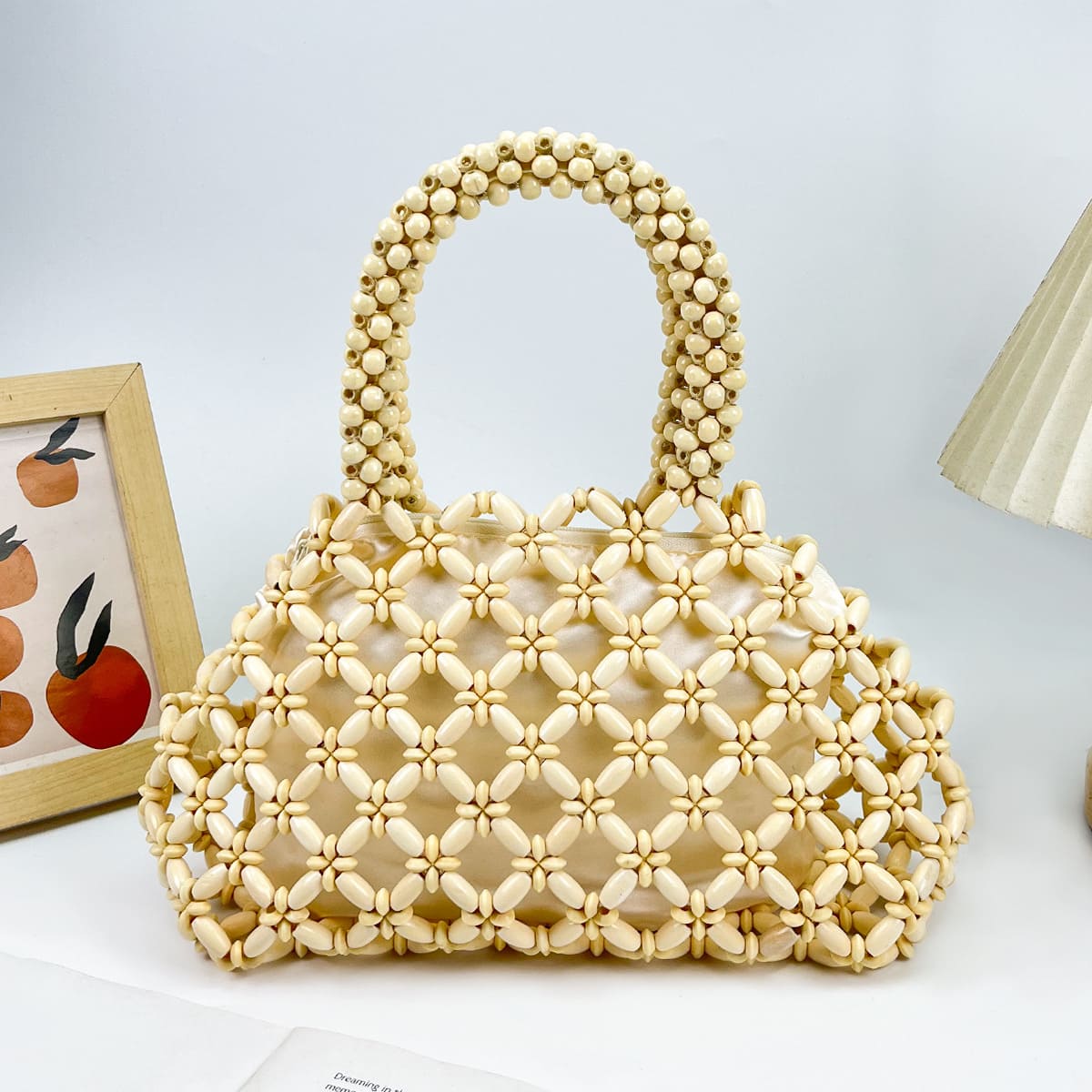 Natural Wooden Bead Handbag