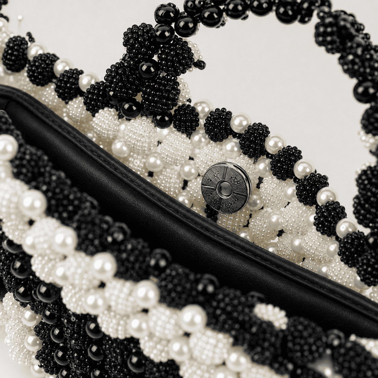 Luxury Handmade Pearl Beaded Top Handle Handbag for Women