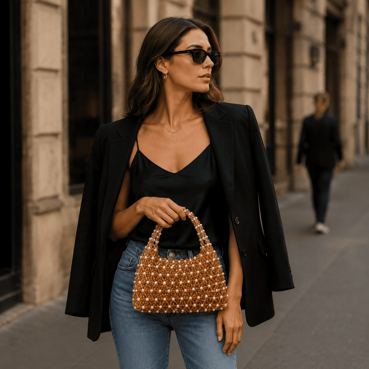 Designer Handmade Pearl Beaded Tote Bag for Women