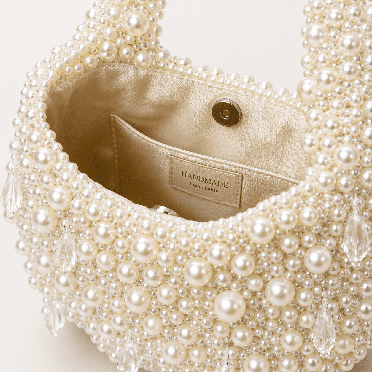 New Luxury Pearl Evening Bag | Handmade Beaded Top Handle Purse