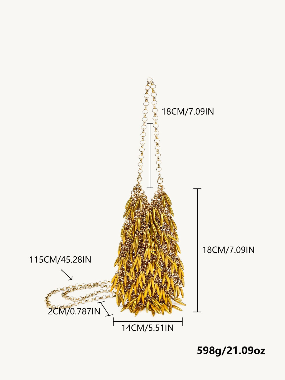 Handmade Beaded Tassel Chain Bag | Elegant Wheat Design Evening Purse