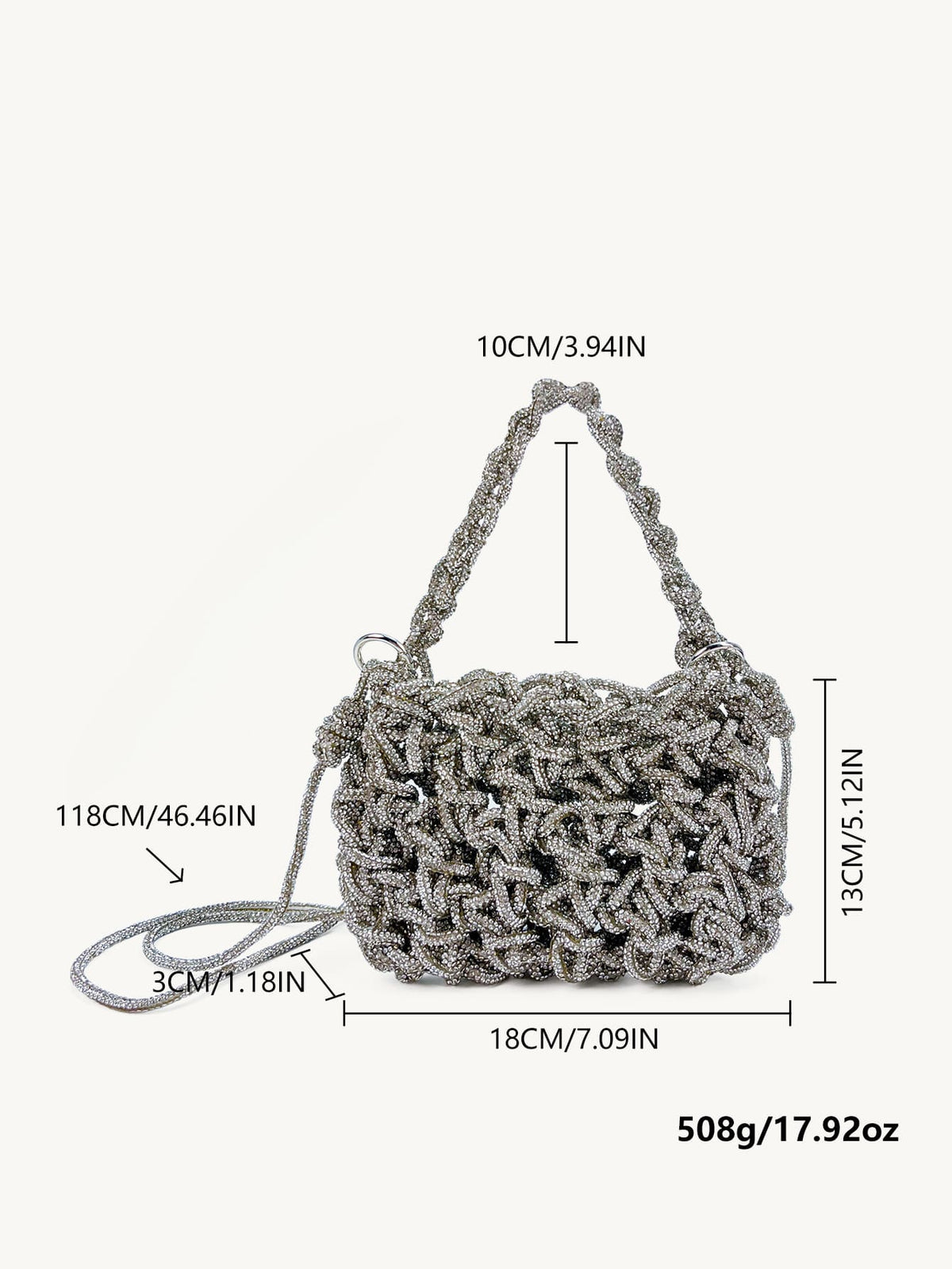 Handwoven Rhinestone Chain Evening Bag | Luxury Beaded Clutch