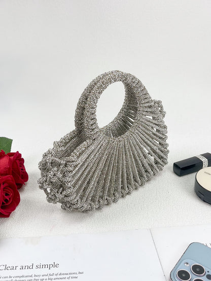 2026 Luxury Silver Rhinestone Heart Bag | Elegant Evening Clutch