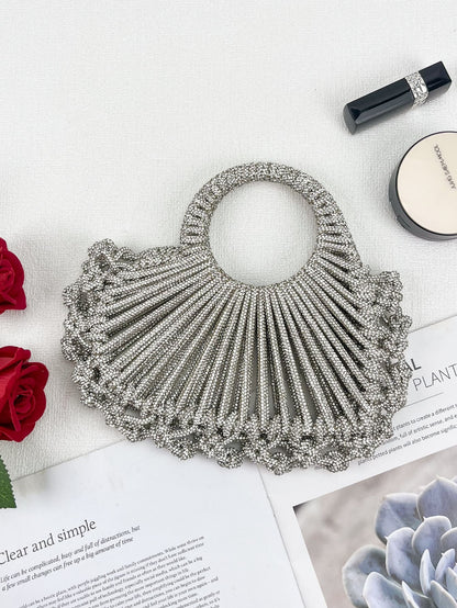 2026 Luxury Silver Rhinestone Heart Bag | Elegant Evening Clutch