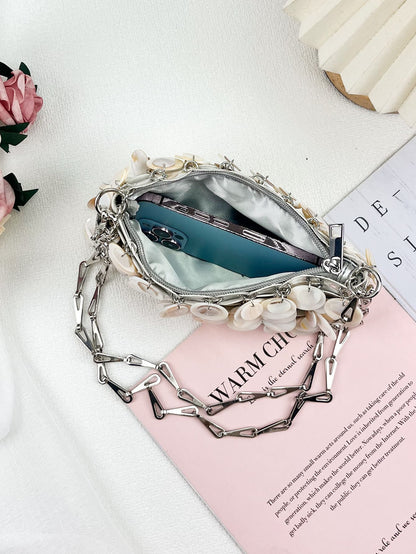 Natural Shell Beaded Chain Bag | Elegant Evening Purse