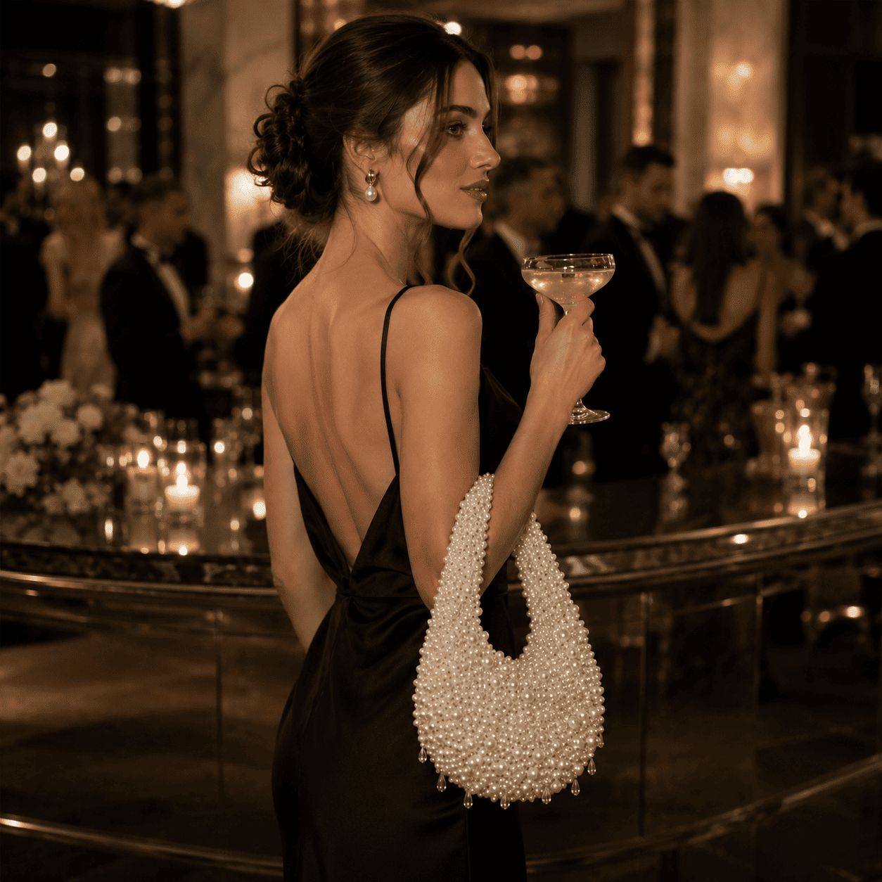 New Luxury Pearl Evening Bag | Handmade Beaded Top Handle Purse