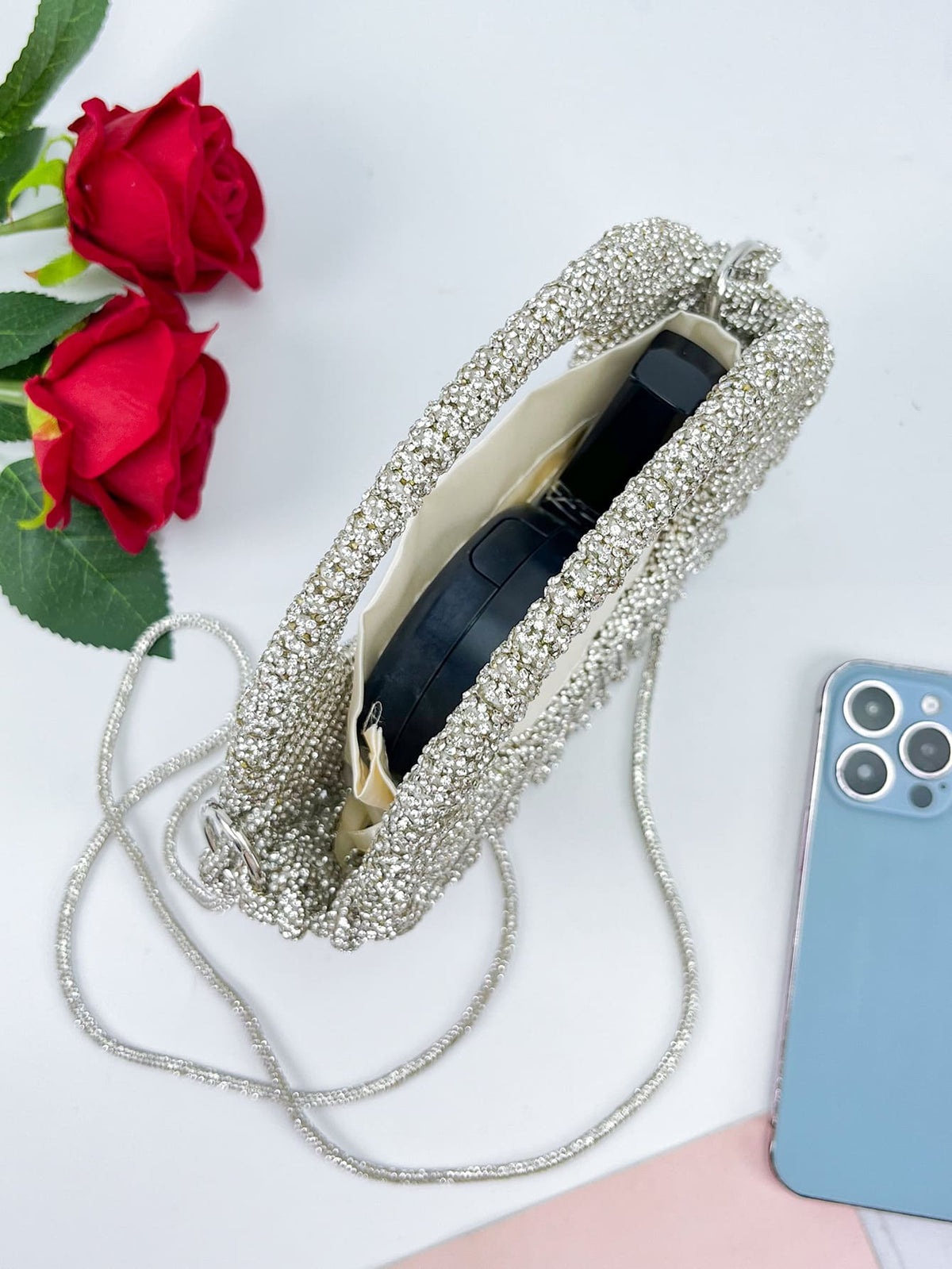 Vintage Silver Rhinestone Evening Bag | Elegant Openwork Clutch