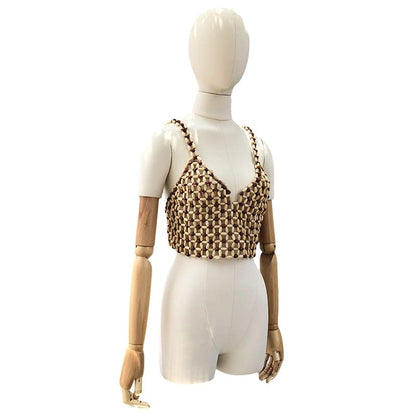 Handwoven Wood Bead Camisole | Bohemian Statement Top