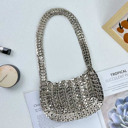 Custom Vintage Silver Metallic Bag | Sparkling Evening Handbag