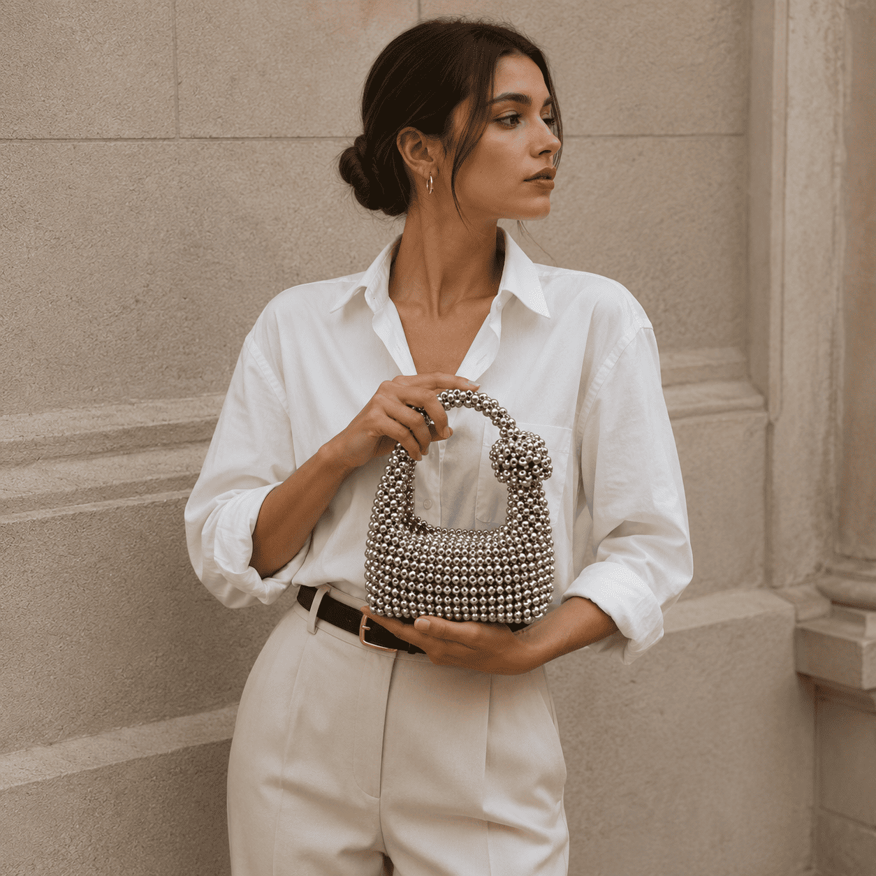 Luxury Pearl Beaded Tote Bag | Elegant Top Handle Purse