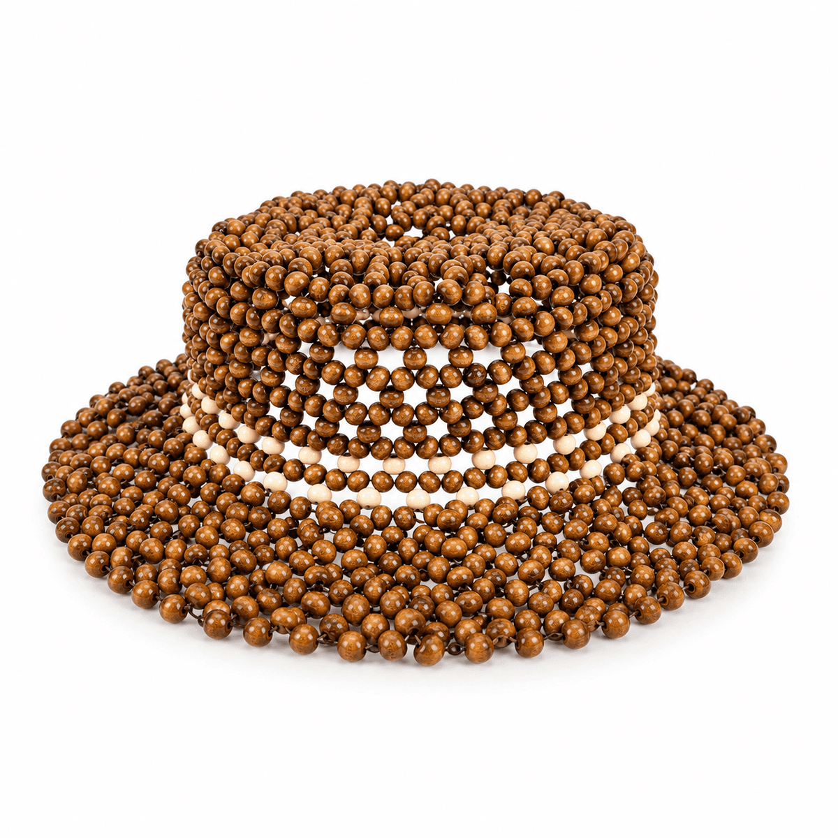 Handmade Wooden Beaded Sun Hat | Bohemian Openwork Beach Style