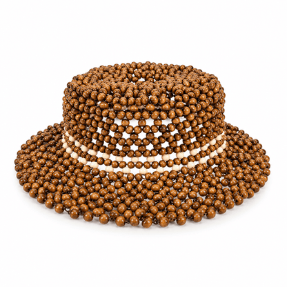 Handmade Wooden Beaded Sun Hat | Bohemian Openwork Beach Style