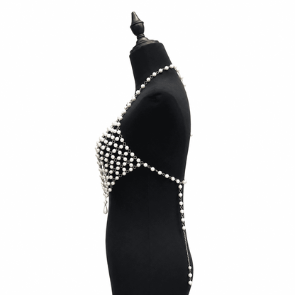 Luxury Pearl Chest Chain | Statement Body Harness for Women