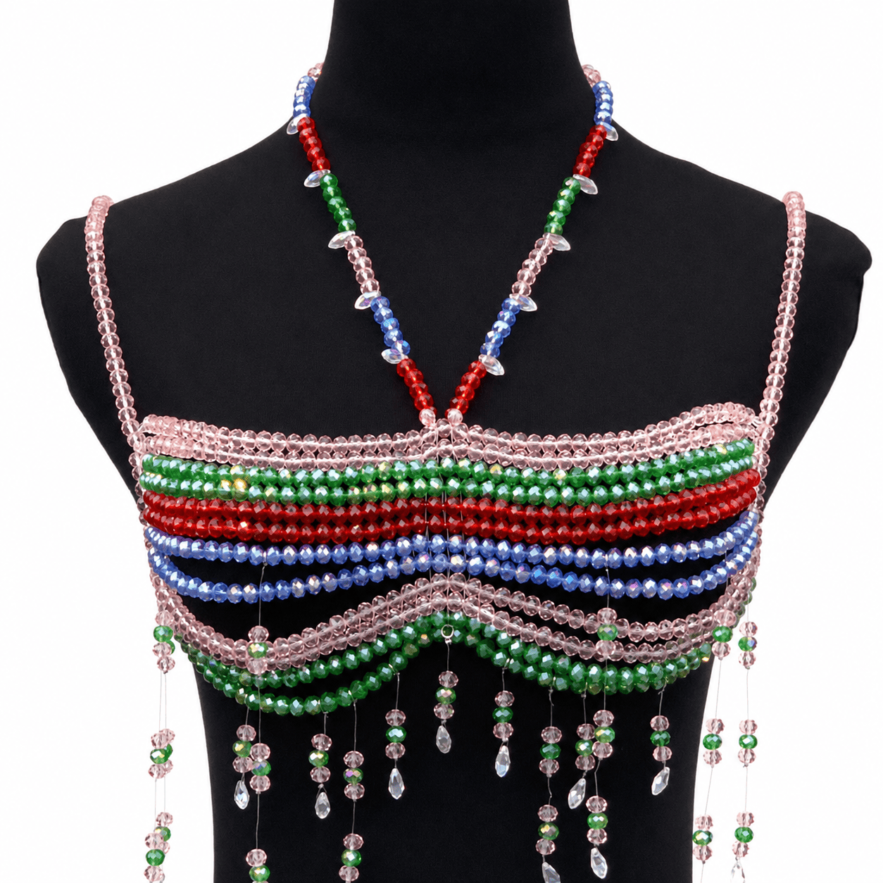 Colorful Beaded Halter Body Chain | Tassel Party Crop Top