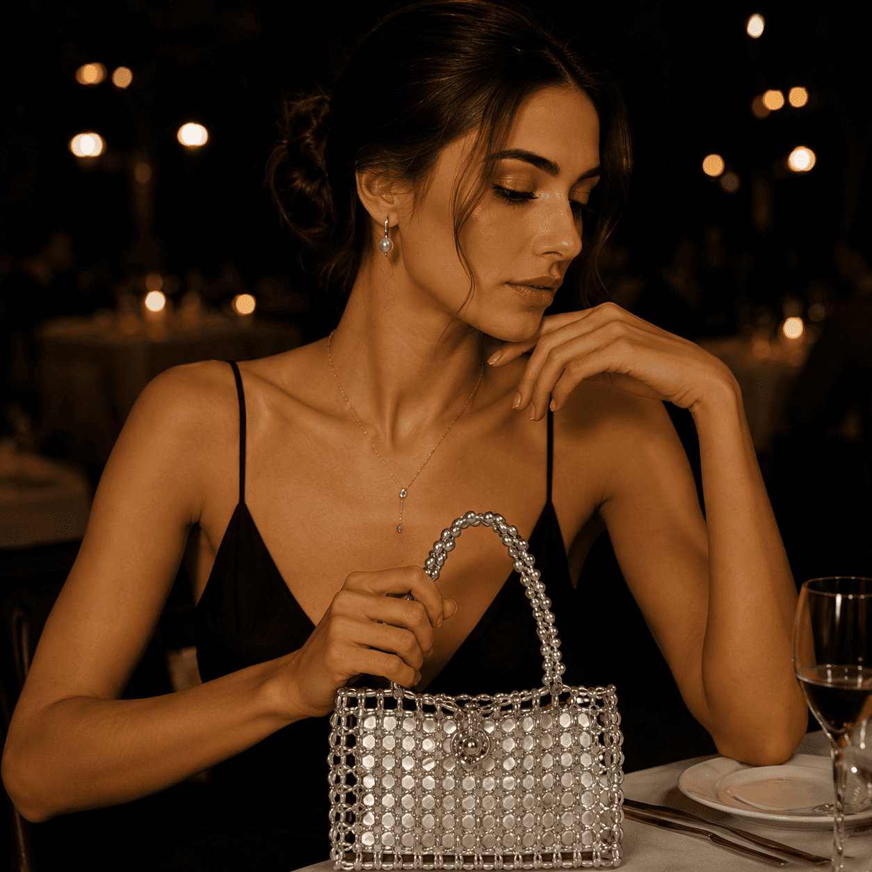 Luxury Black & White Pearl Handbag | Handmade Beaded Purse