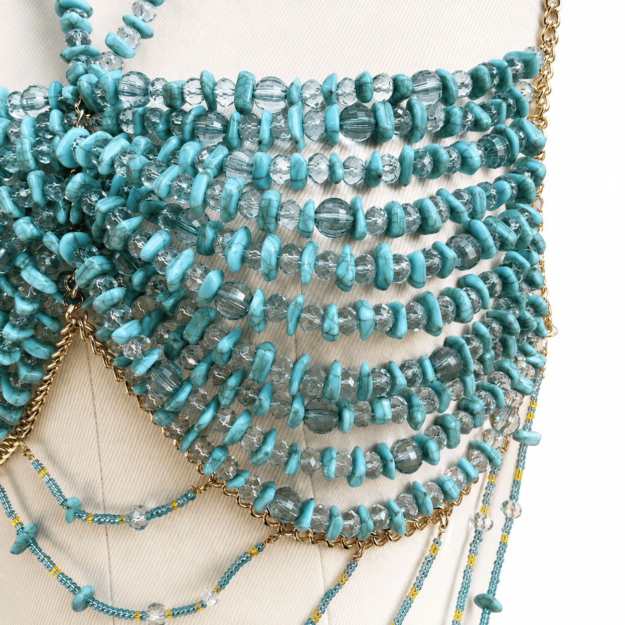 Handmade Beaded Bralette | Statement Body Chain Top for Parties