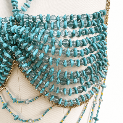 Handmade Beaded Bralette | Statement Body Chain Top for Parties