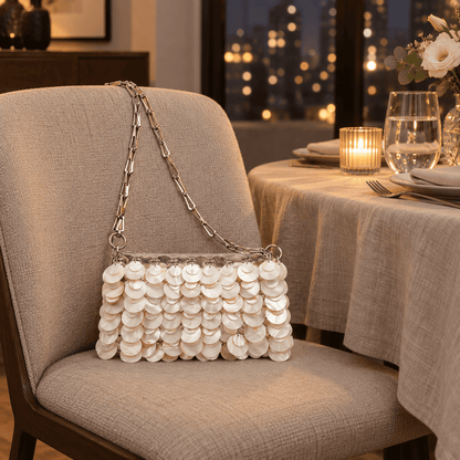 Natural Shell Beaded Chain Bag | Elegant Evening Purse