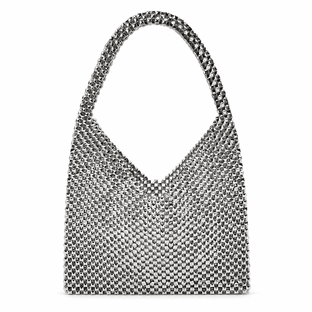 Handmade Silver Beaded Bag