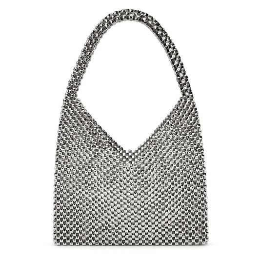 Handmade Silver Beaded Bag