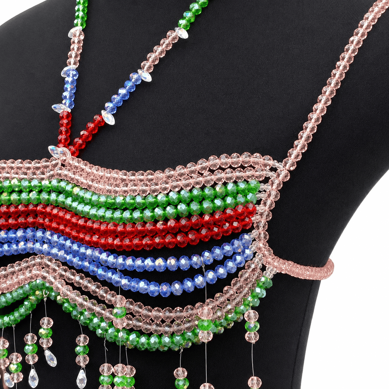 Colorful Beaded Halter Body Chain | Tassel Party Crop Top
