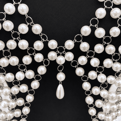 Luxury Pearl Chest Chain | Statement Body Harness for Women