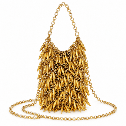 Handmade Beaded Tassel Chain Bag | Elegant Wheat Design Evening Purse