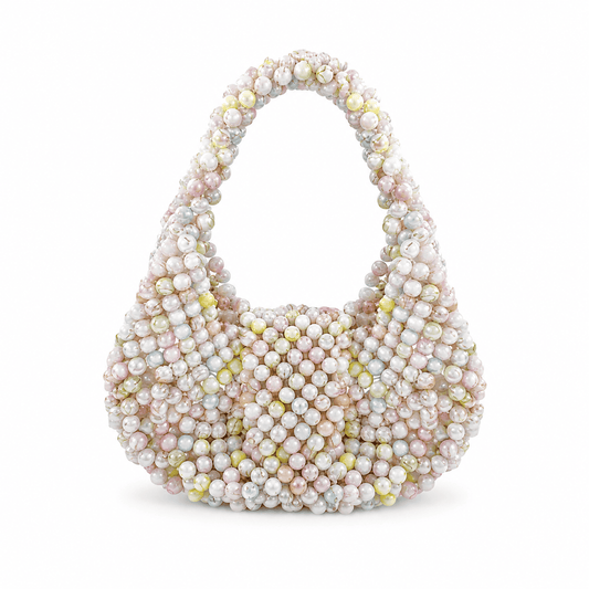 Elegant Handmade Pearl Tote Bag | Designer Beaded Shoulder & Top Handle Purse - LHMCRAFTS