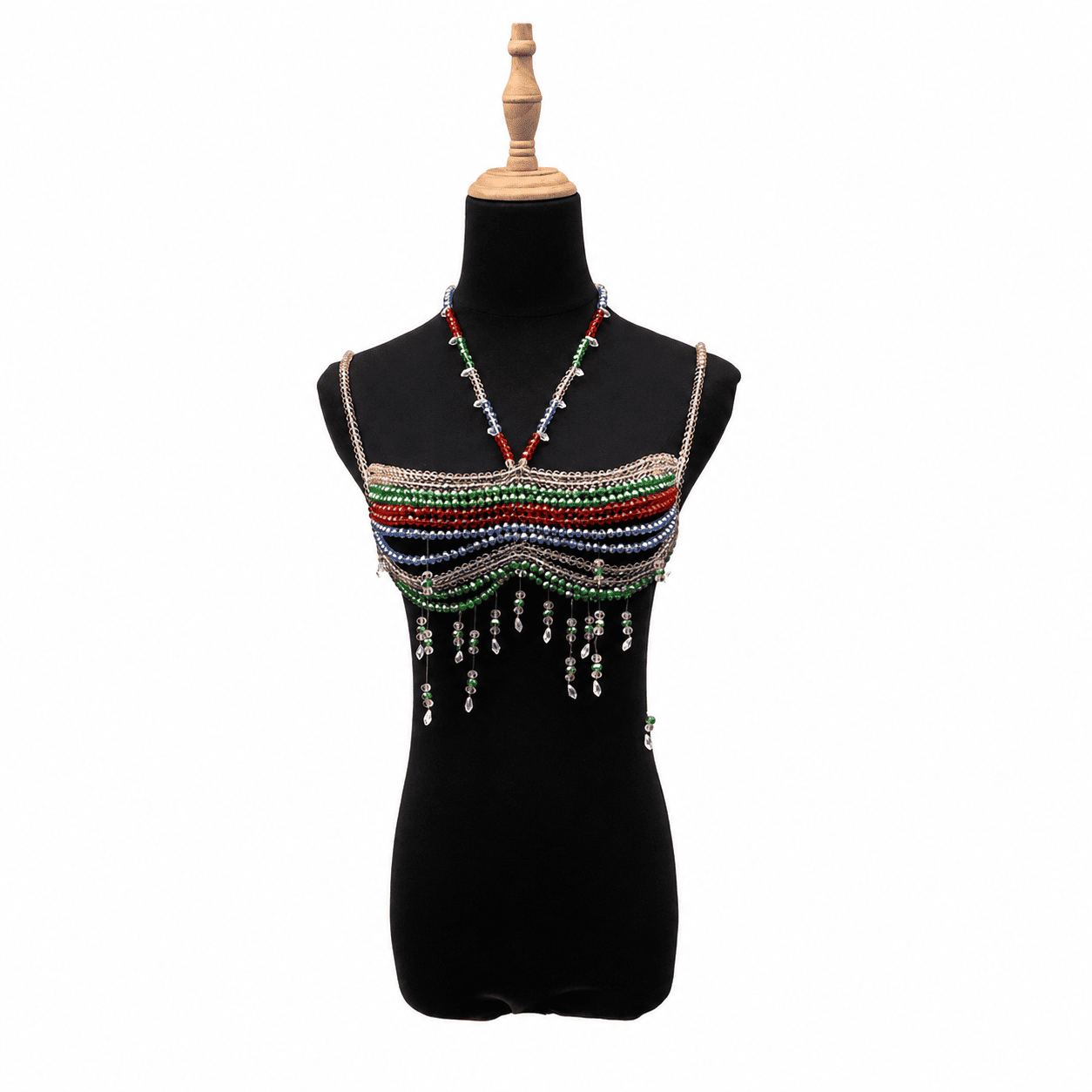 Colorful Beaded Halter Body Chain | Tassel Party Crop Top