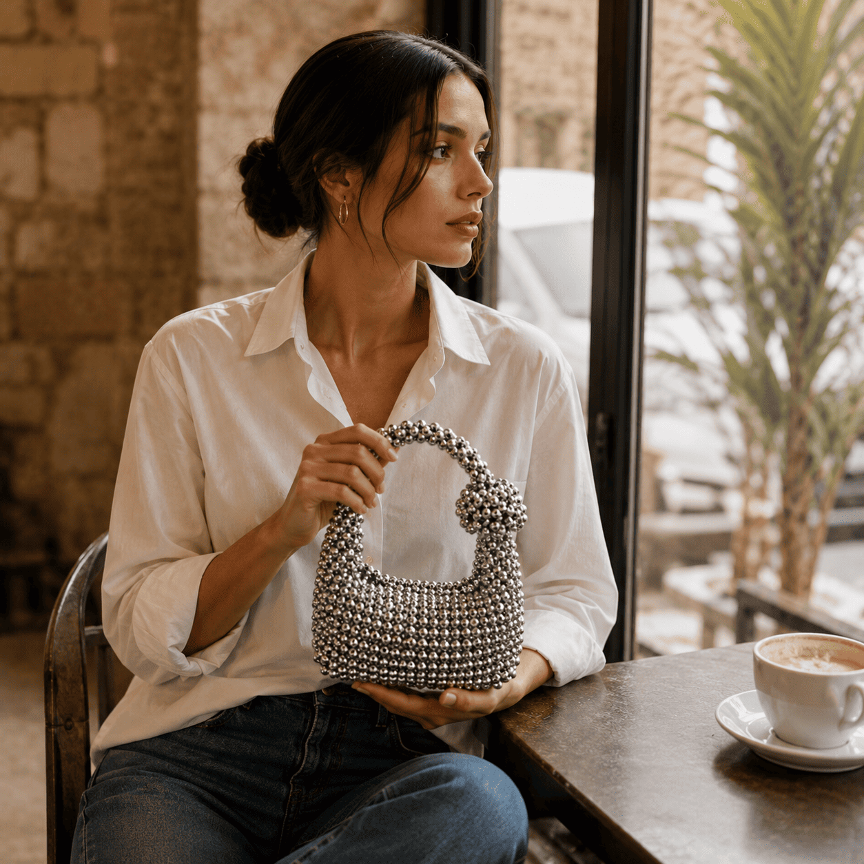 Luxury Pearl Beaded Tote Bag | Elegant Top Handle Purse