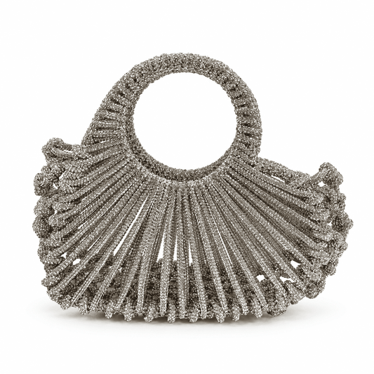 2026 Luxury Silver Rhinestone Heart Bag | Elegant Evening Clutch