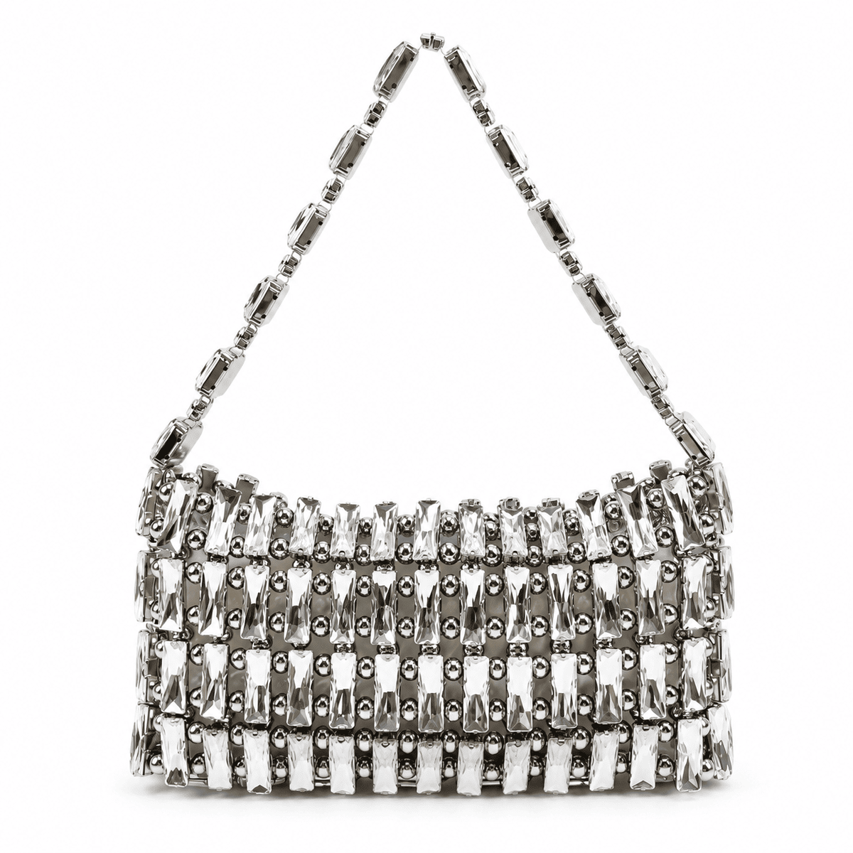 Sparkling Silver Beaded Bag