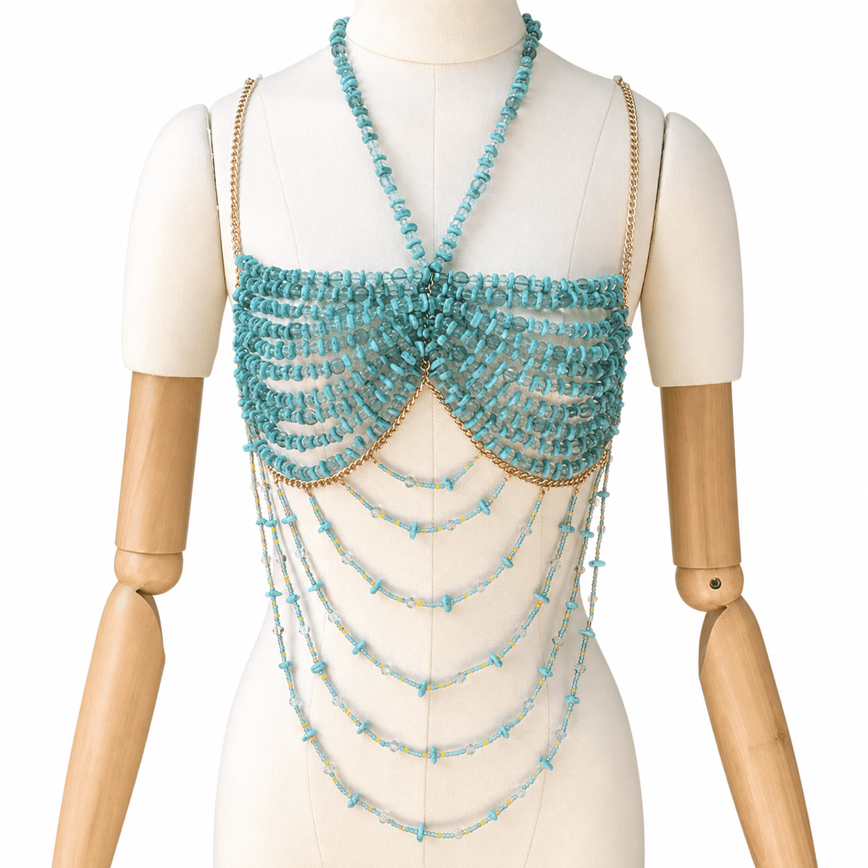 Handmade Beaded Bralette | Statement Body Chain Top for Parties