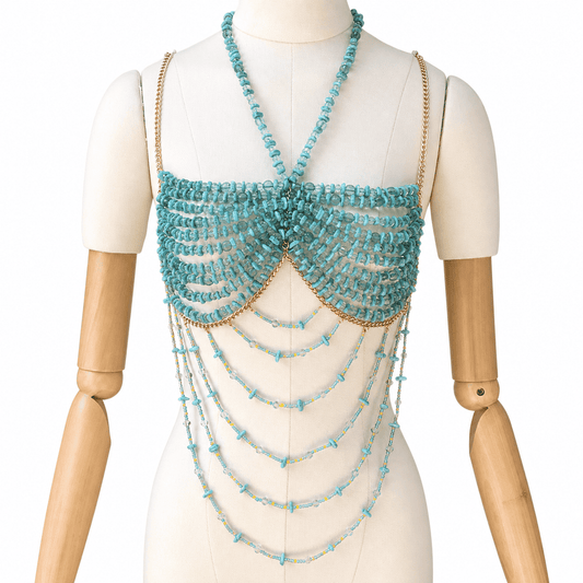 Handmade Beaded Bralette | Statement Body Chain Top for Parties