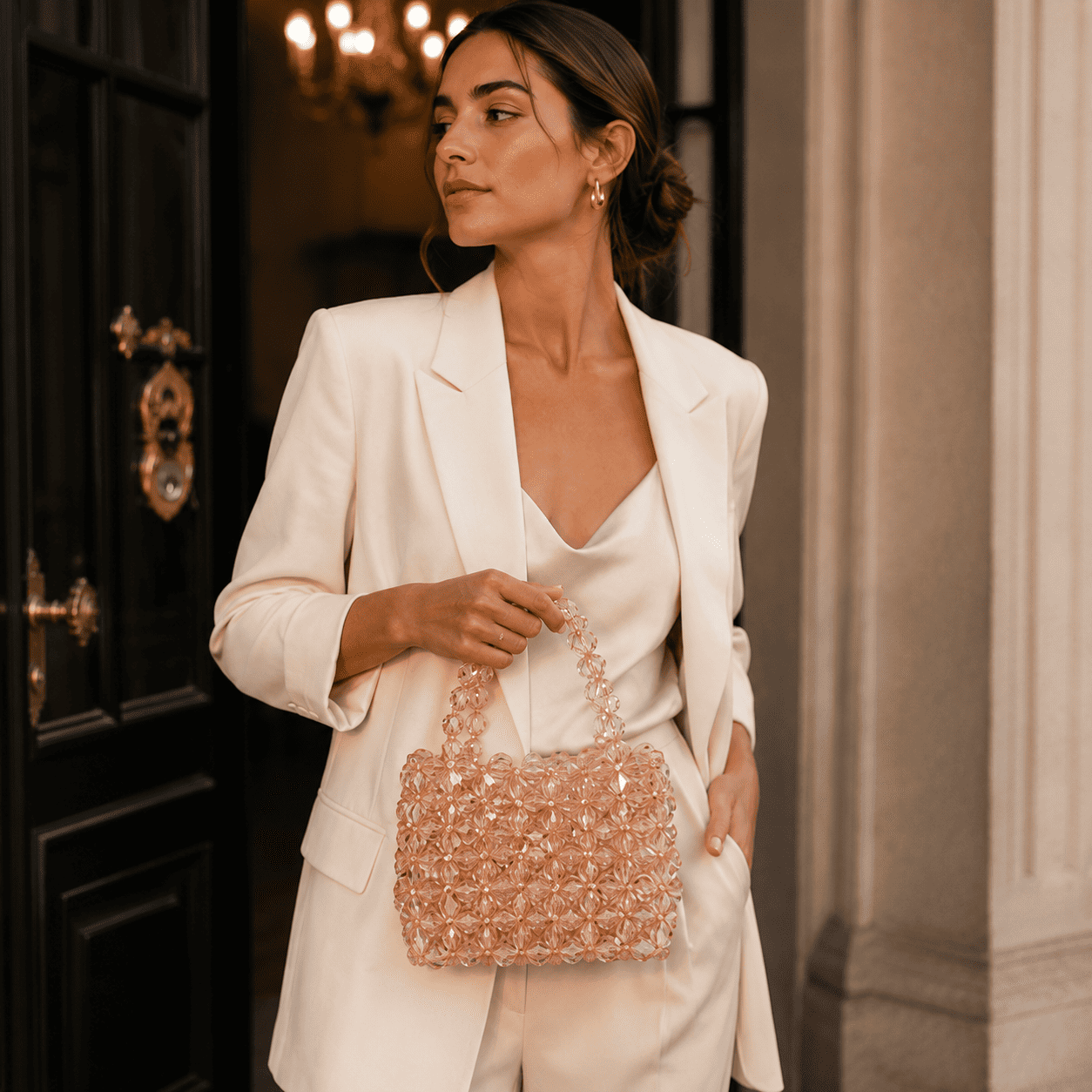 Handmade Pearl Beaded Handbag for Women | Luxury Evening Purse