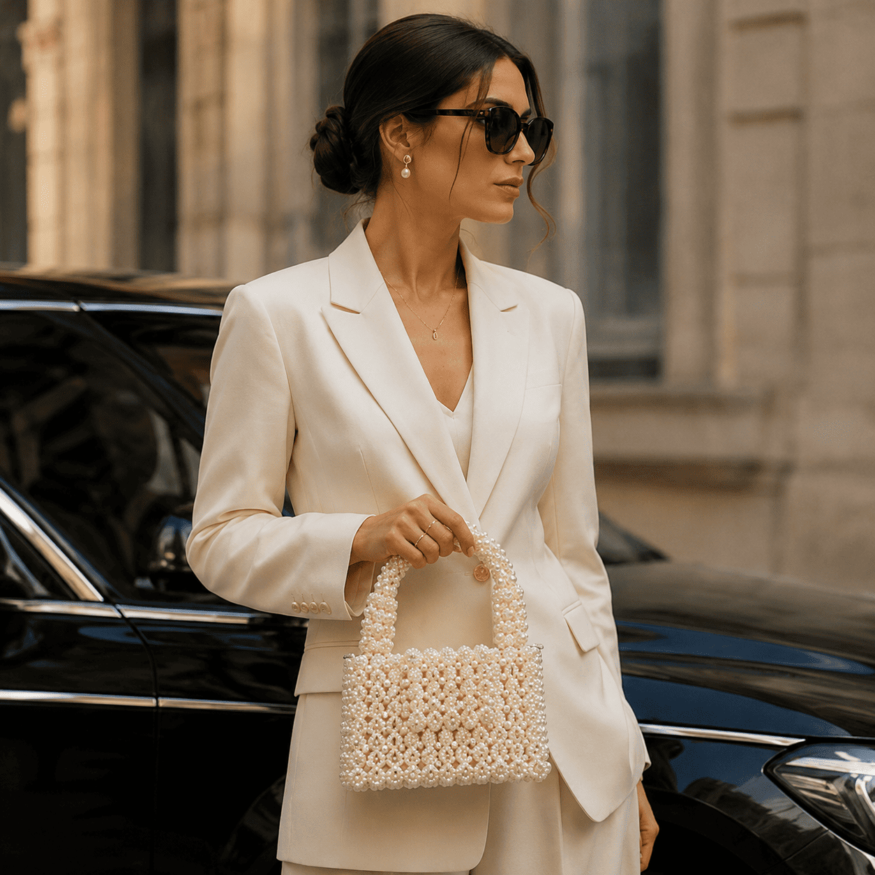 Elegant Handmade Pearl Top Handle Bag for Wedding & Evening