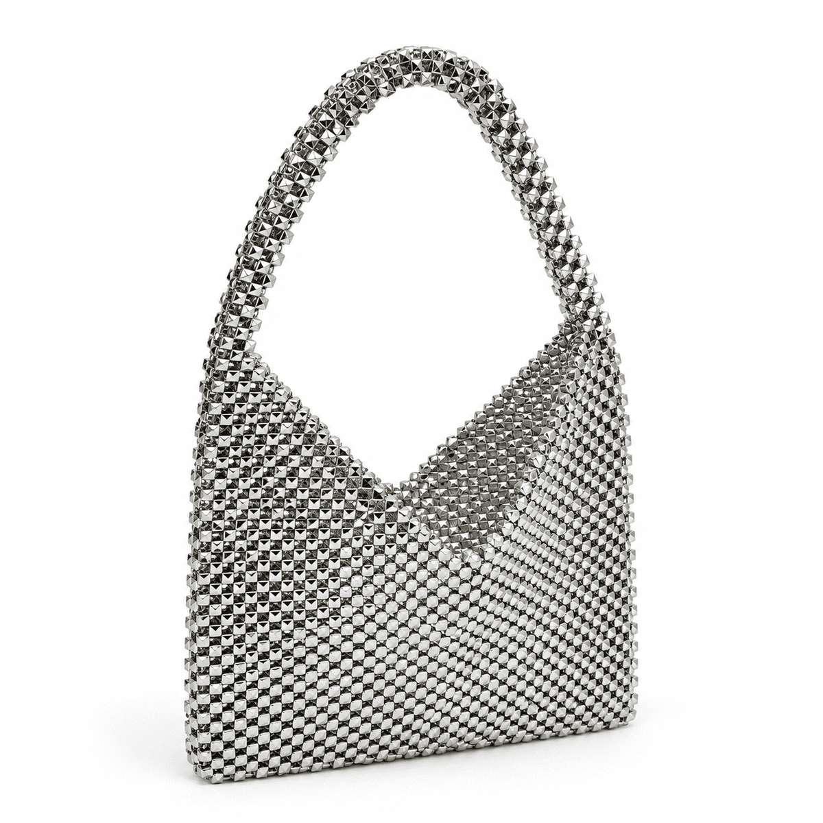 Handmade Silver Beaded Bag