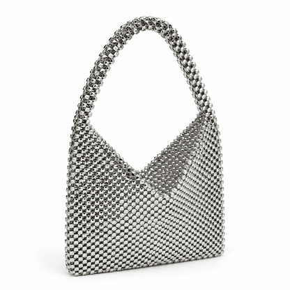 Handmade Silver Beaded Bag