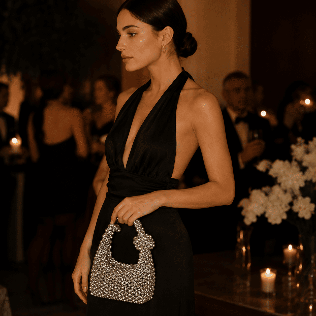 Luxury Pearl Beaded Tote Bag | Elegant Top Handle Purse