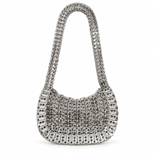 Custom Vintage Silver Metallic Bag | Sparkling Evening Handbag
