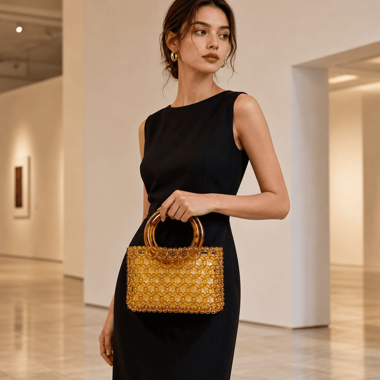 Handmade Amber Beaded Bag for Weddings & Parties