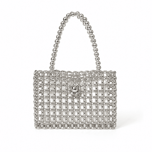 Luxury Black & White Pearl Handbag | Handmade Beaded Purse - LHMCRAFTS