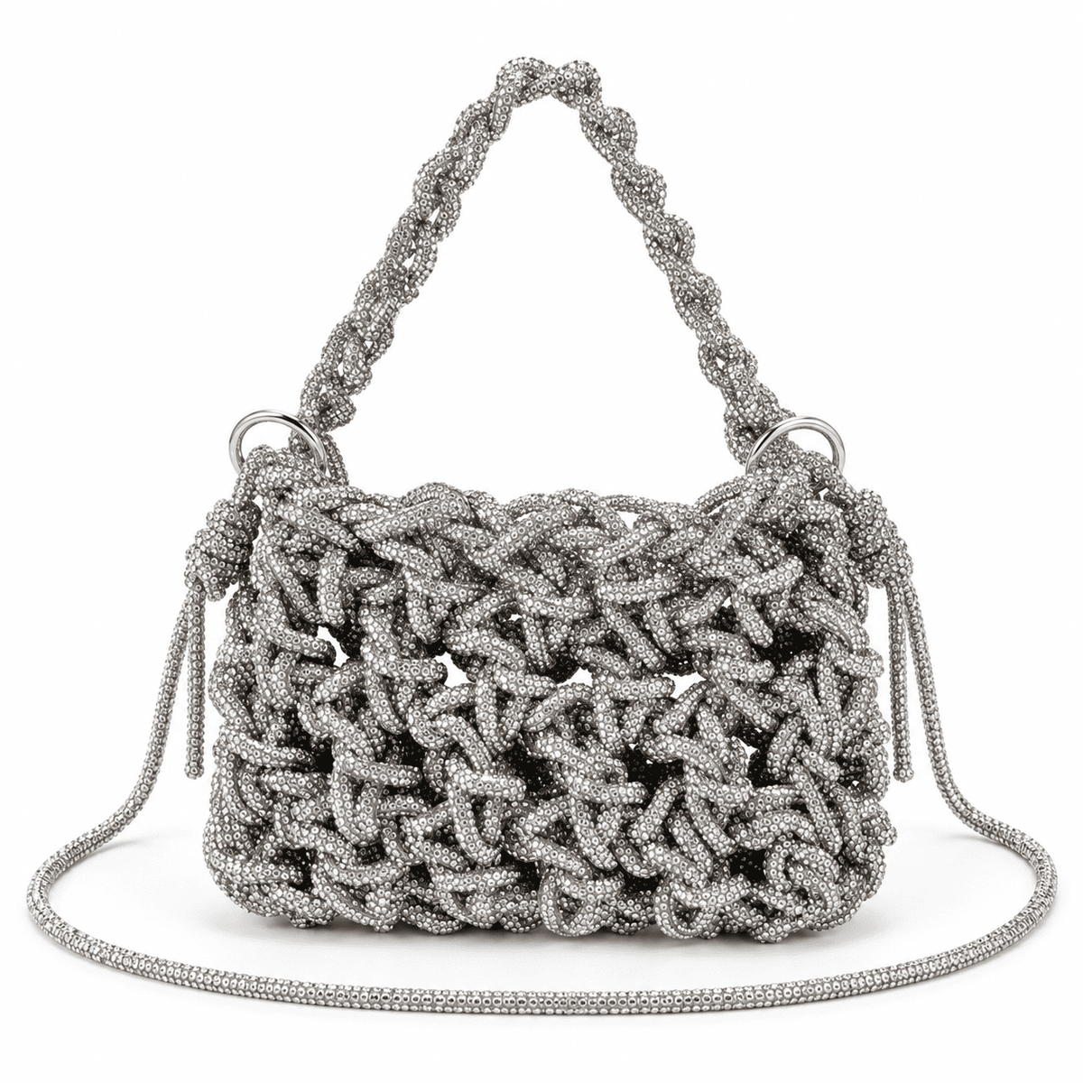 Handwoven Rhinestone Chain Evening Bag | Luxury Beaded Clutch