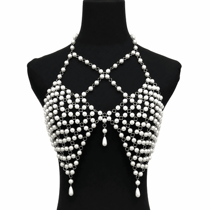 Luxury Pearl Chest Chain | Statement Body Harness for Women