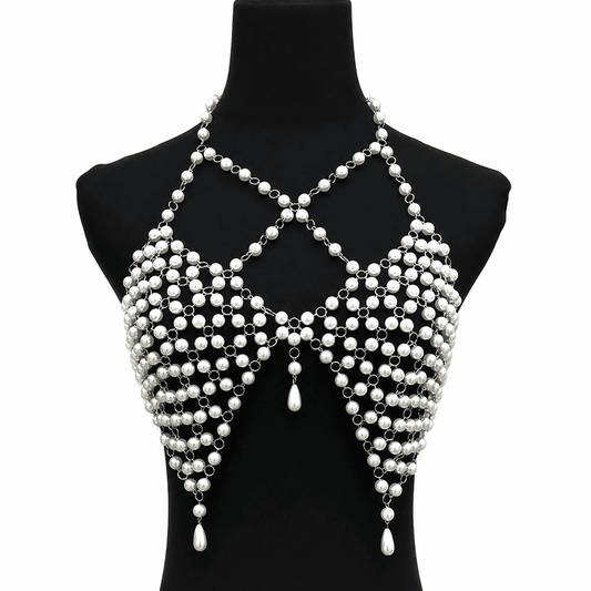Luxury Pearl Chest Chain | Statement Body Harness for Women