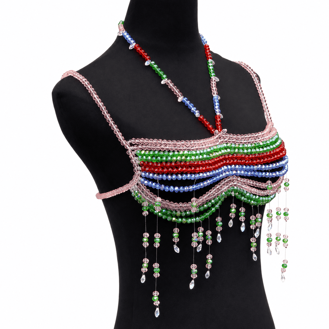 Colorful Beaded Halter Body Chain | Tassel Party Crop Top