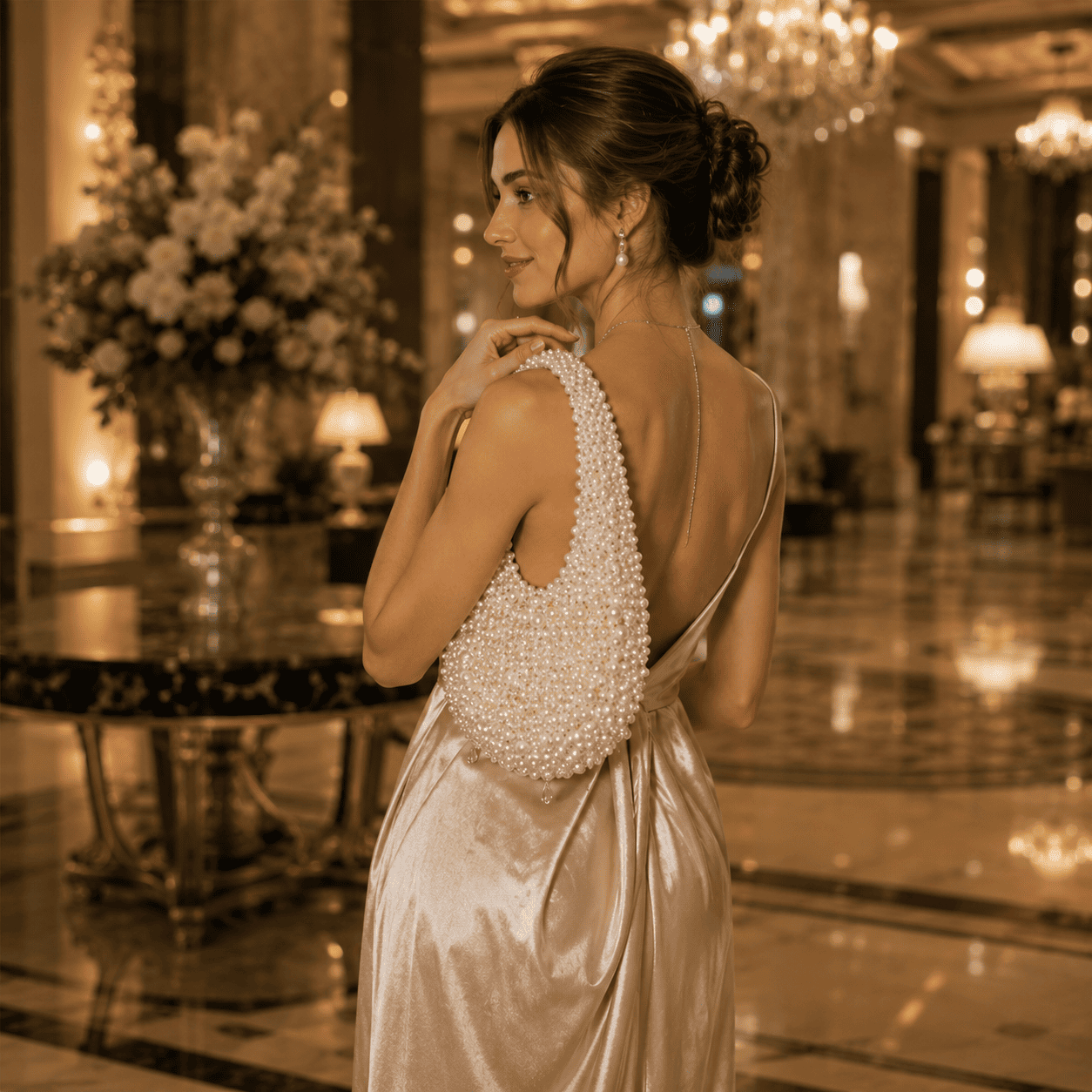 New Luxury Pearl Evening Bag | Handmade Beaded Top Handle Purse