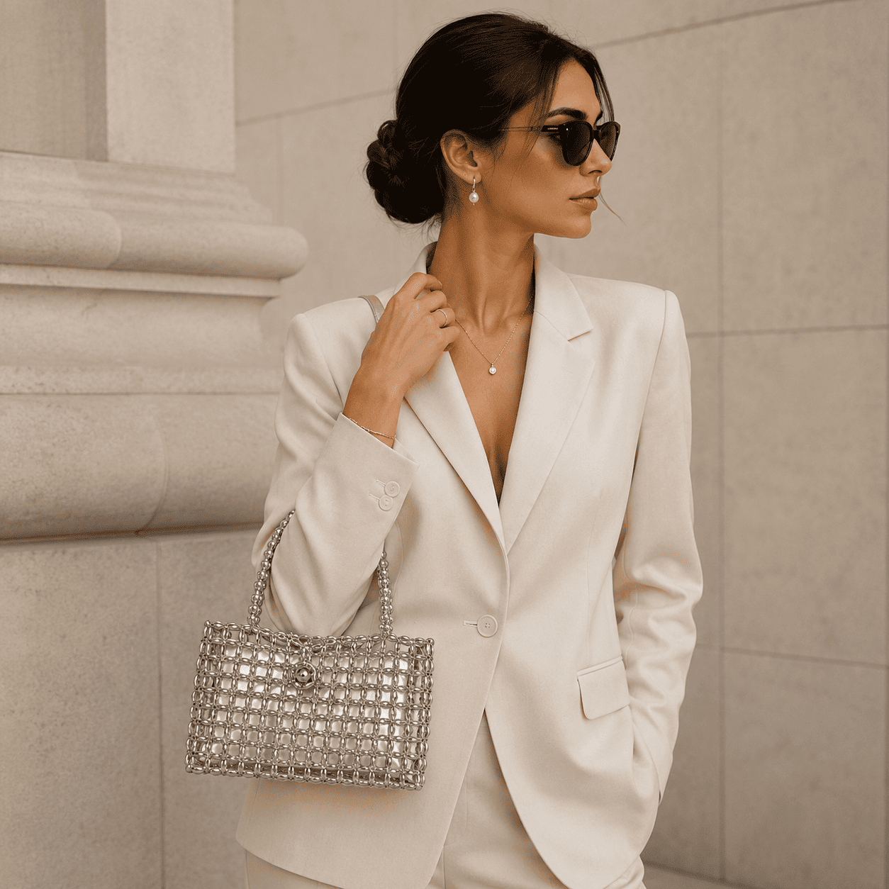 Luxury Black & White Pearl Handbag | Handmade Beaded Purse