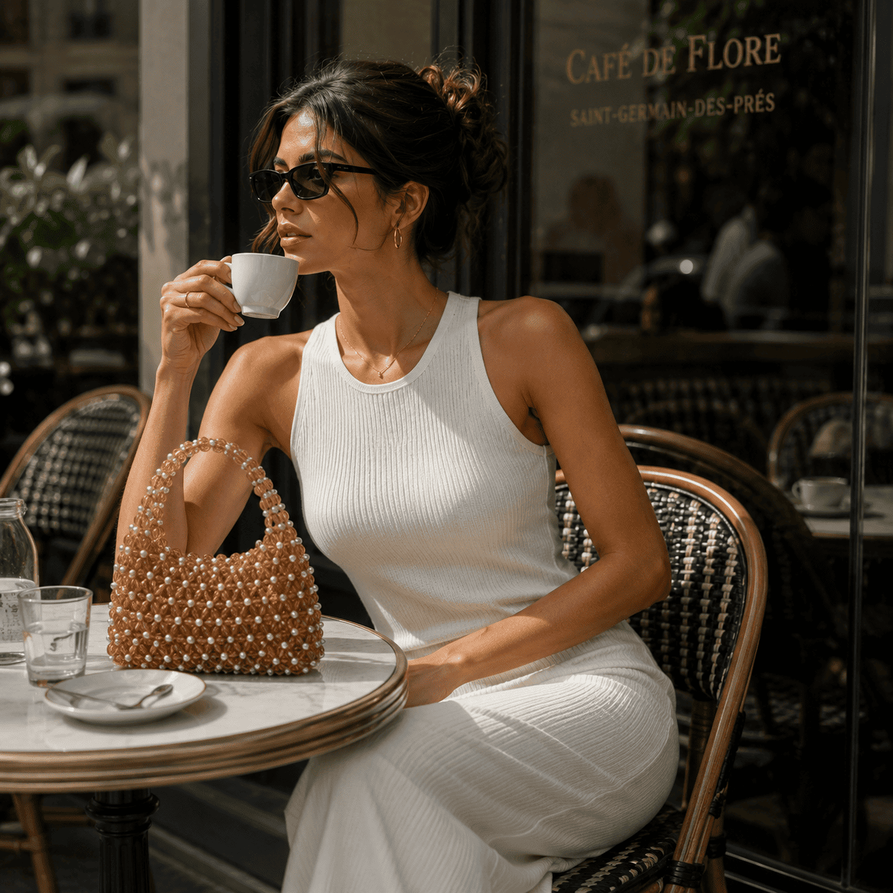Designer Handmade Pearl Beaded Tote Bag for Women