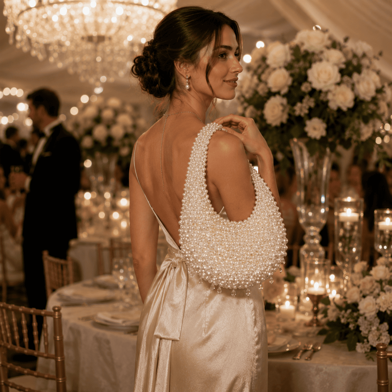 New Luxury Pearl Evening Bag | Handmade Beaded Top Handle Purse